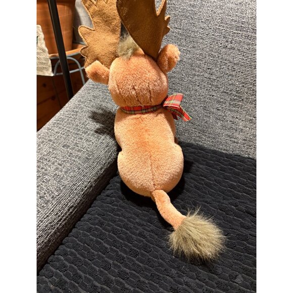 Russ Holiday Christmas Plush Moose Stuffed Animal With Plaid Bow 6200 Brown & Ta - Picture 7 of 8